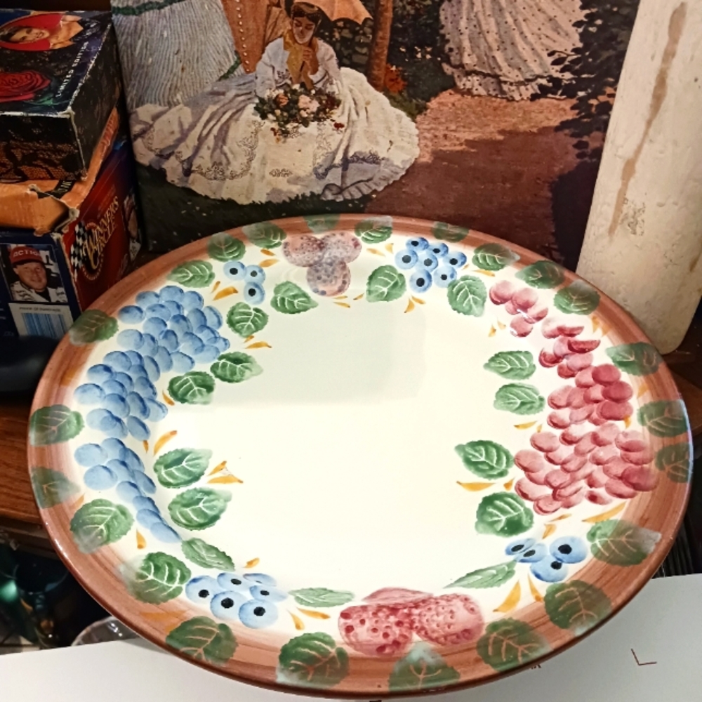 Modigliani Handpainted Italian Harvest Ceramic Serving Platter 16",Nice🍾🧀